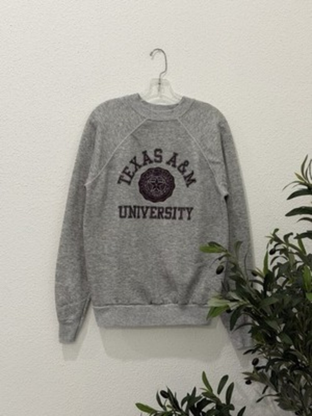 Vintage 70s Texas A&M University Aggies Raglan Sweatshirt Heather Gray Medium
